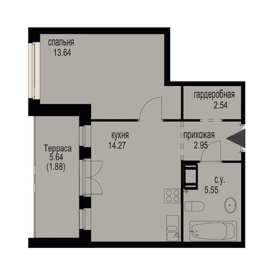 Однокомнатная квартира в : площадь 43.45 м2 , этаж: 9 – купить в Санкт-Петербурге